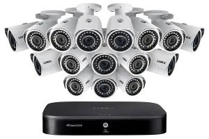 1080p Camera System with 16-Channel 4K DVR and Sixteen 1080p HD Metal Outdoor Cameras, 150FT Night Vision