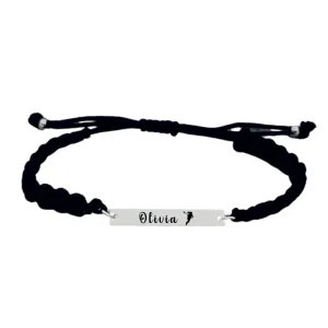 Personalized Engraved Girl Lacrosse Bar Rope Bracelet